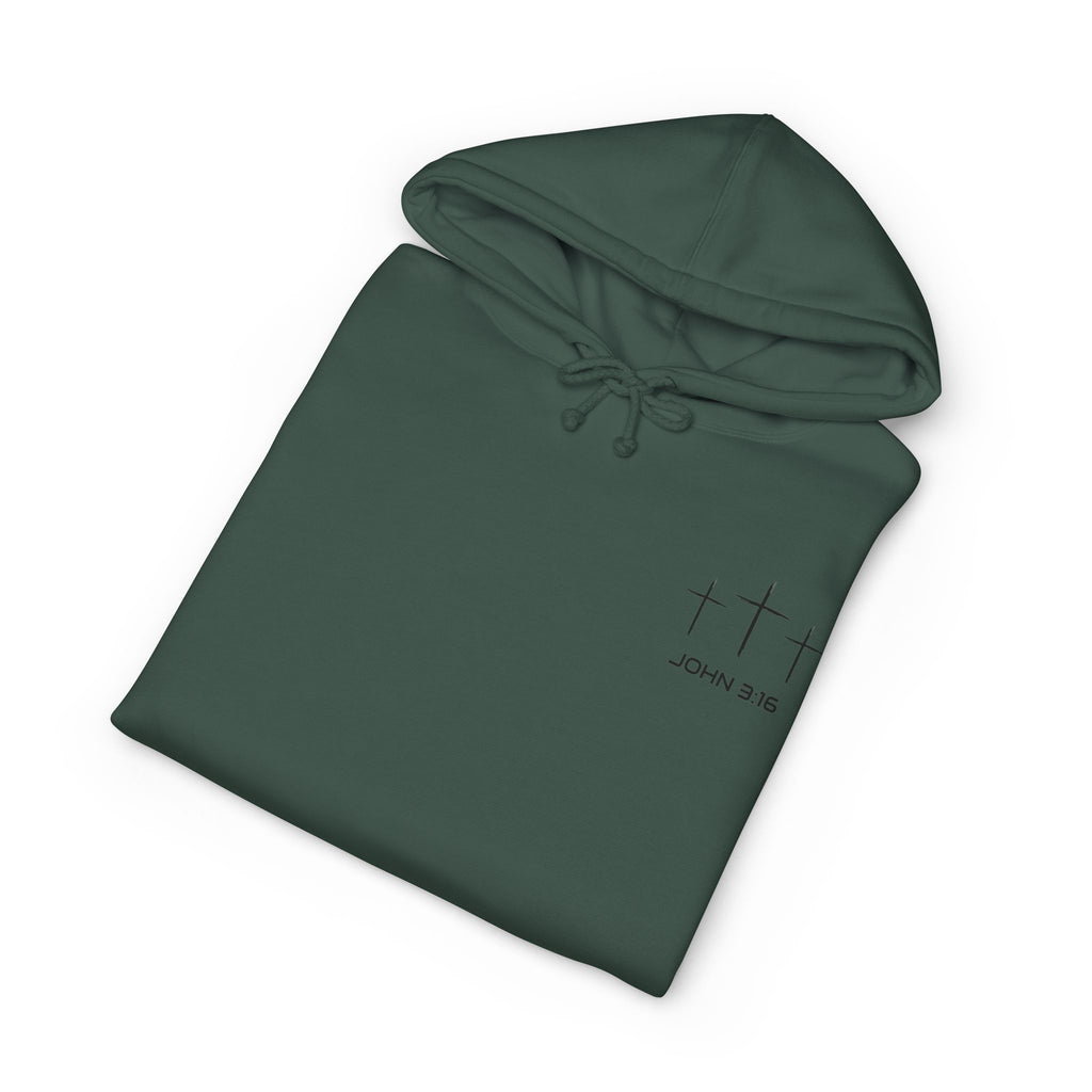 Trust in God Hoodie — Christian Cross Pullover (John 3:16)